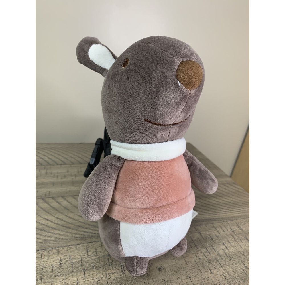 Miniso Life Standing Bunny Rabbit Plush Brown‎ With Pink Shirt  10"